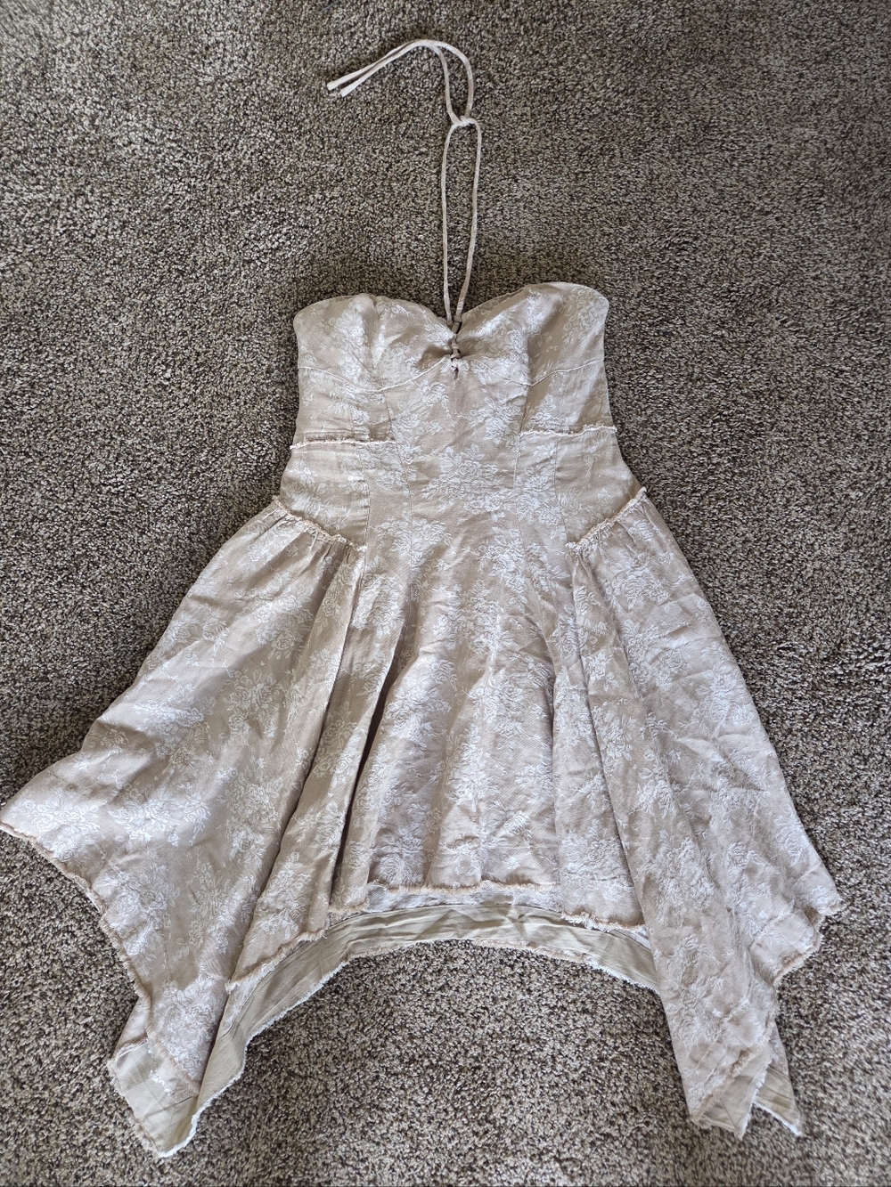 Anthropologie Floral Whymsical Dress in Beige